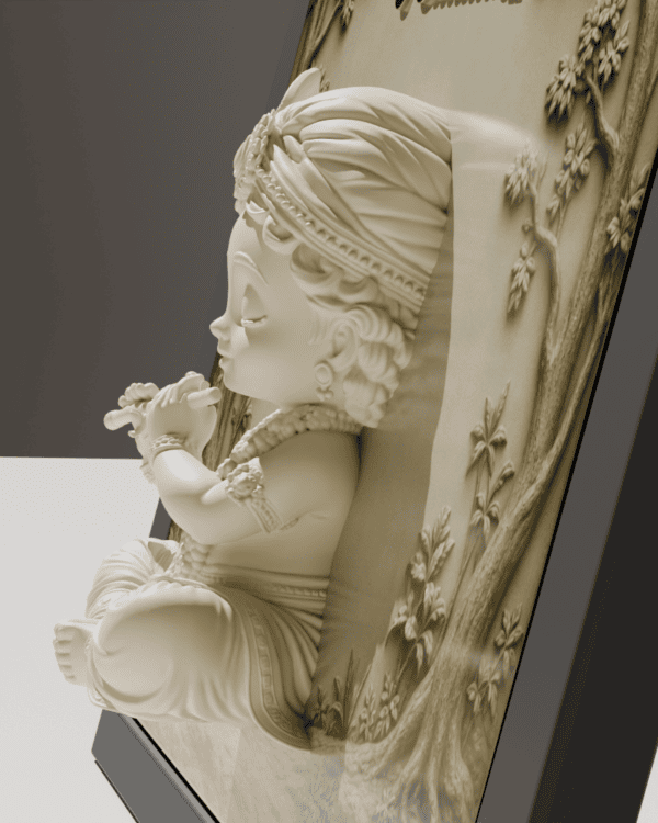 KRISHNA  "Aum Kleem Krishnaya Namaha" 3D Relief Frame