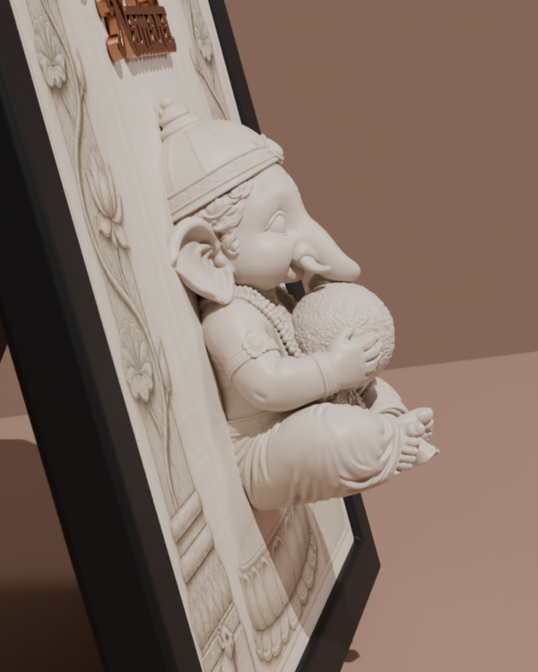 Ganesha "Aum Gam Ganapate Namaha" 3D Relief Frame