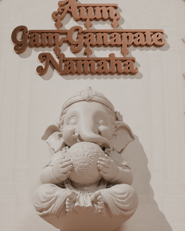 Ganesha "Aum Gam Ganapate Namaha" 3D Relief Frame