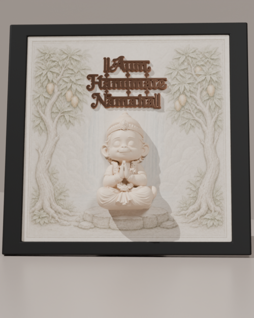 Hanuman "Aum Hanumate Namaha" 3D Relief Frame