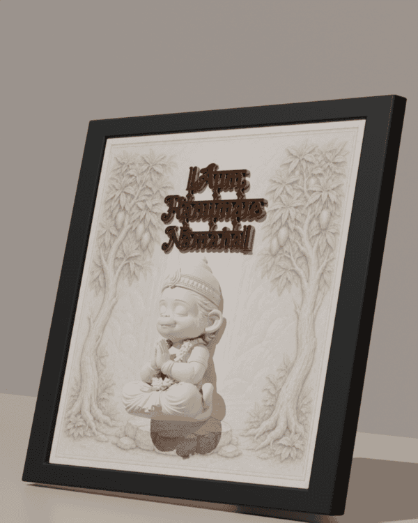 Divinity Creative Hanuman 3D Art Frame 3-800x1000 Hanuman "Aum Hanumate Namaha" 3D Relief Frame