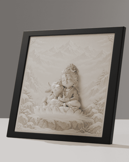 Shiva and Nandi 3D Relief Frame
