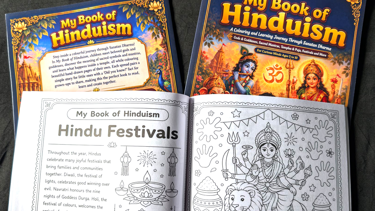 Hindu festivals learning and colouring spread